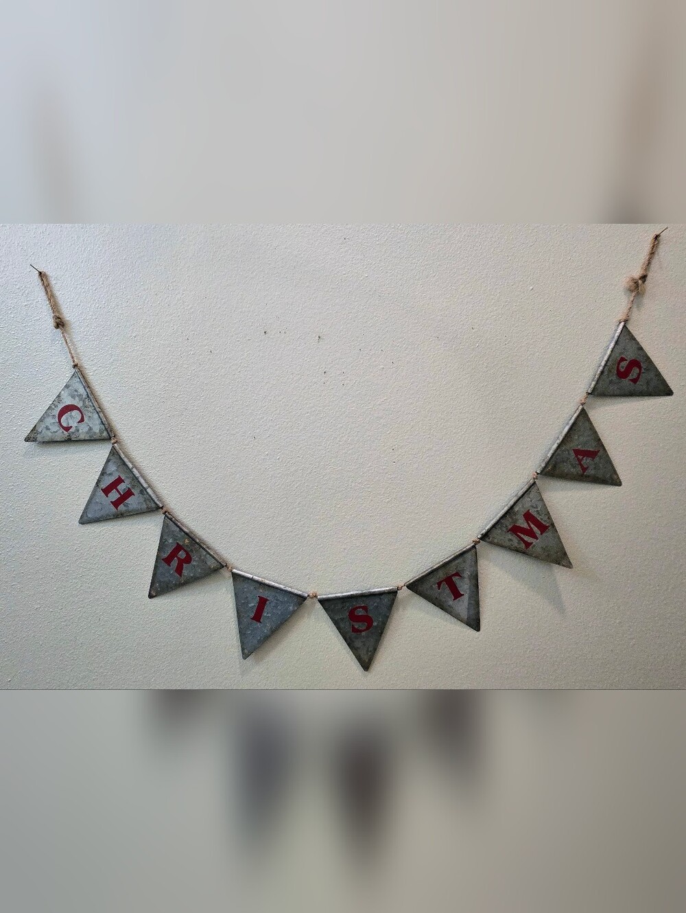 6ft Metal 'CHRISTMAS' Rustic Pennant Banner Garland-Farmhouse Christmas Decor